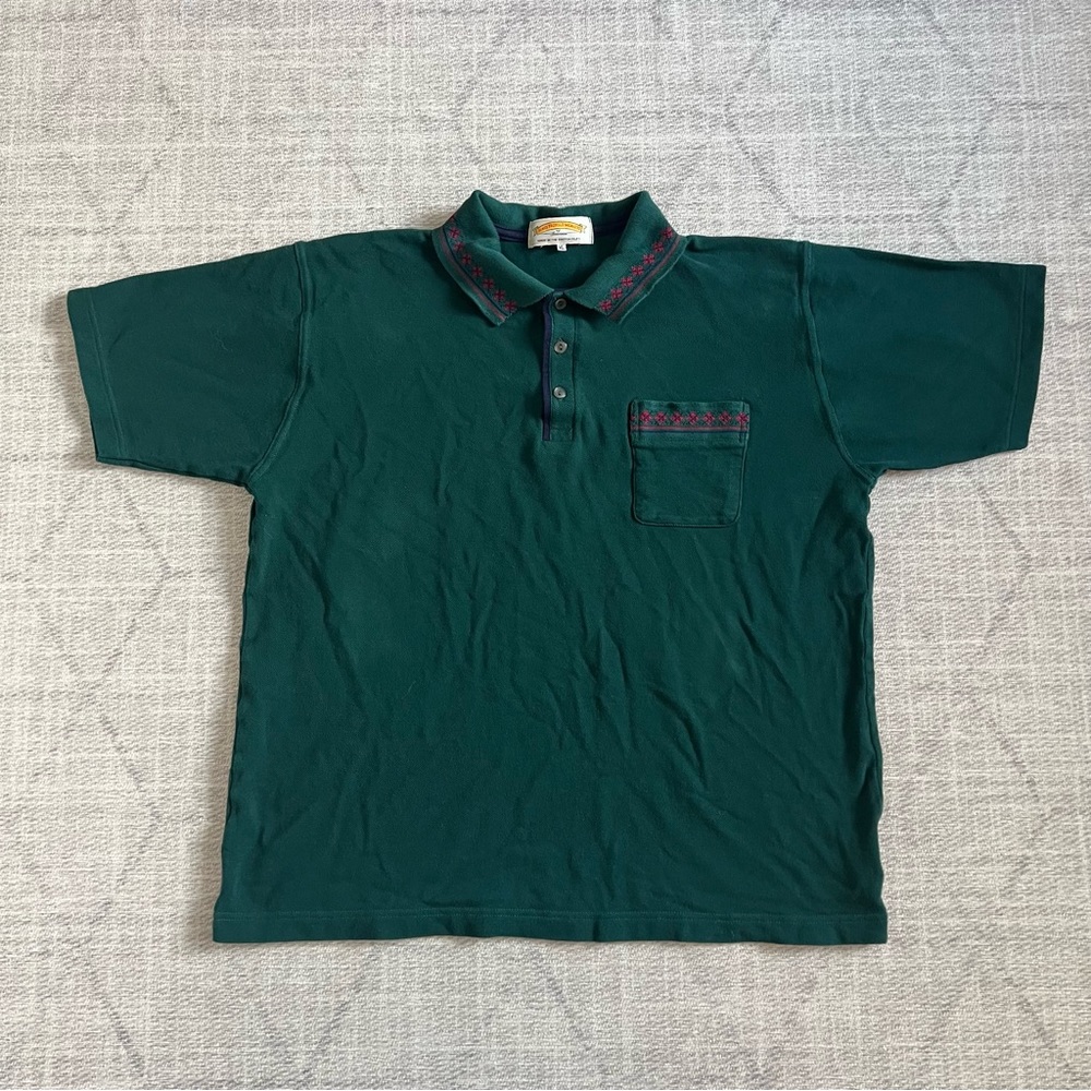 Vintage 1990s James Pringle Weavers Men’s Business Casual Forest Green Polo